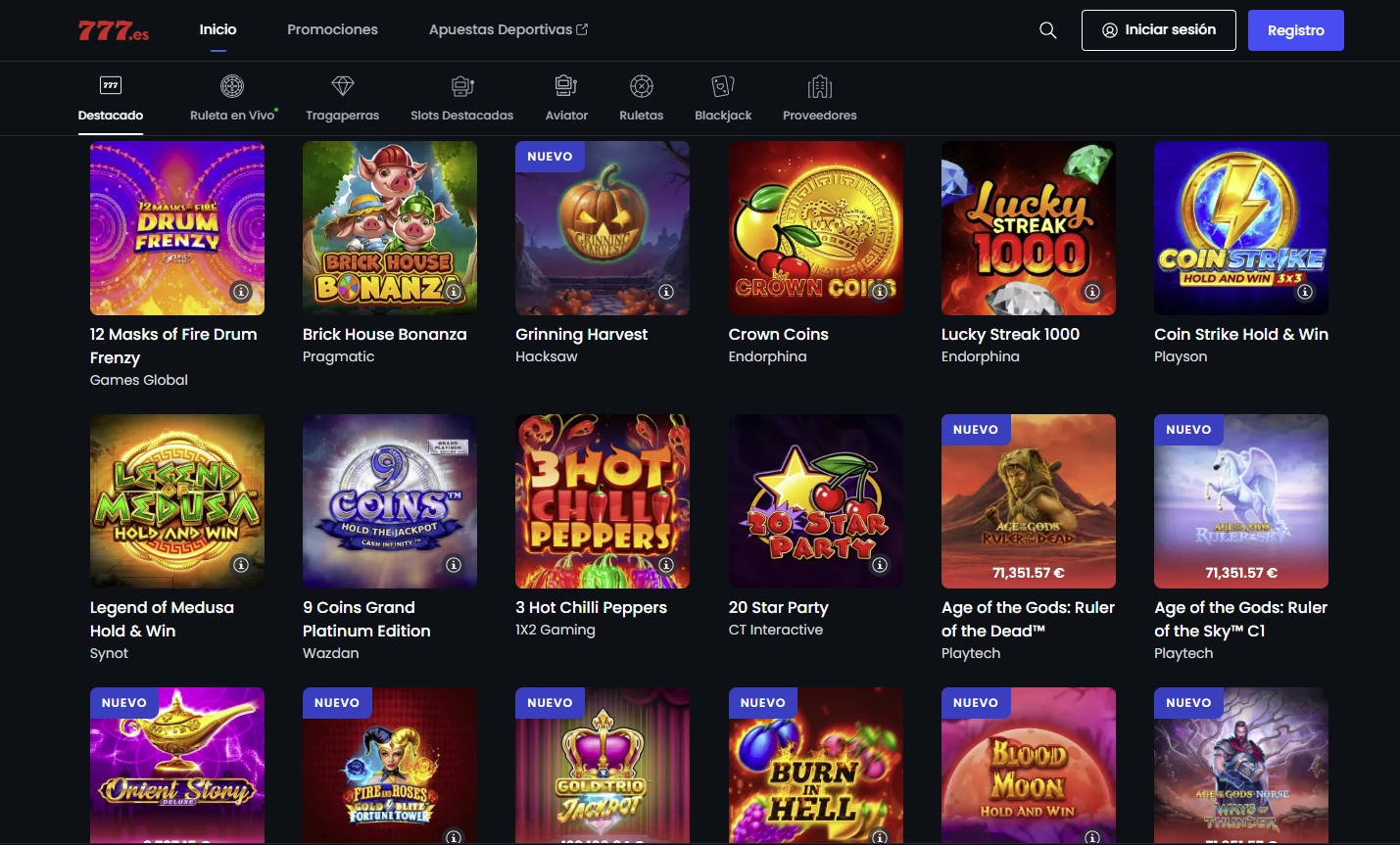 Juegos de 777 Casino
