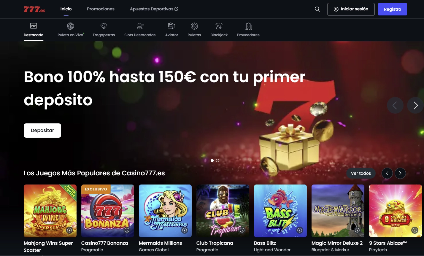 777 Casino Interface